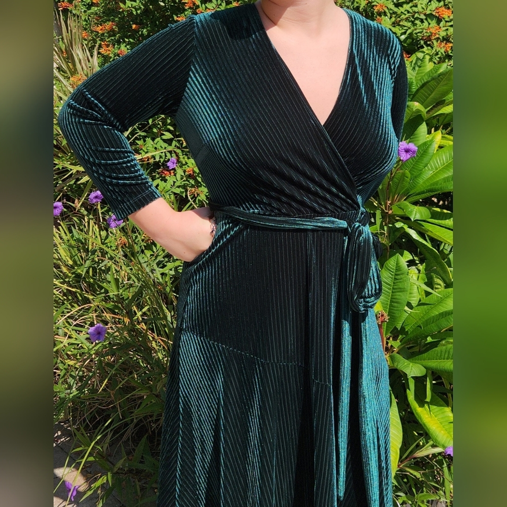 MASON TARA maxi green velvet dress - Picture 9 of 11